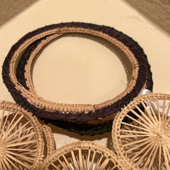 Guadalupe Alamo Basket Bag Neutral Tan Open Weave Artsy Coastal Boho Unique NWT - Picture 8 of 13